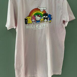 Hello Kitty and Friends T-Shirt Size Lg.  Light Pink  FREE CROCS SIZE 7